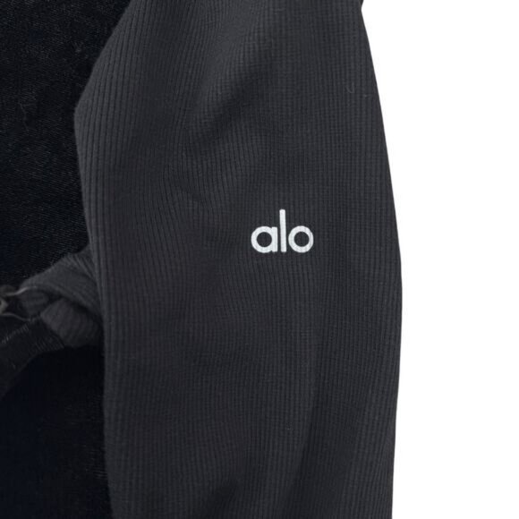 NWT ALO YOGA Luxe Long Sleeve Velour Hoodie Sweatshirt Size XS In Black - Picture 6 of 8